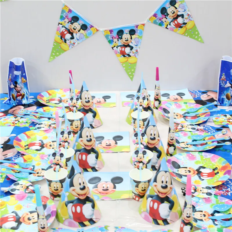 Вечерние одноразовые бумажные полотенца с Микки Маусом, Детские скатерти для вечеринки на день рождения