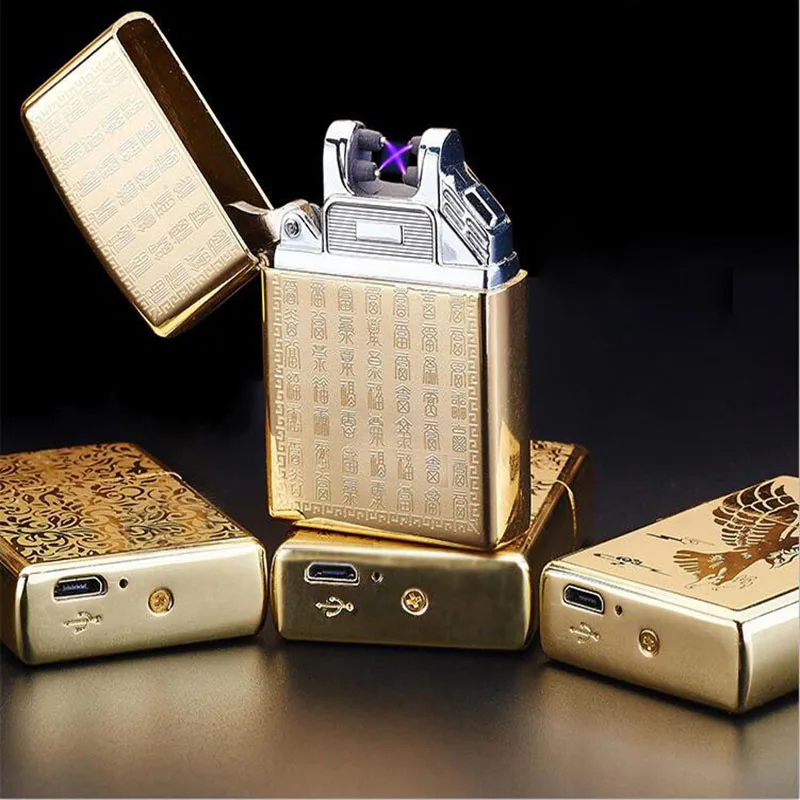 

2019 Rechargeable Flameless Torch Windproof Lighters Isqueiro Encendedor new Dual Arc Electric USB Lighter cigarette lighter