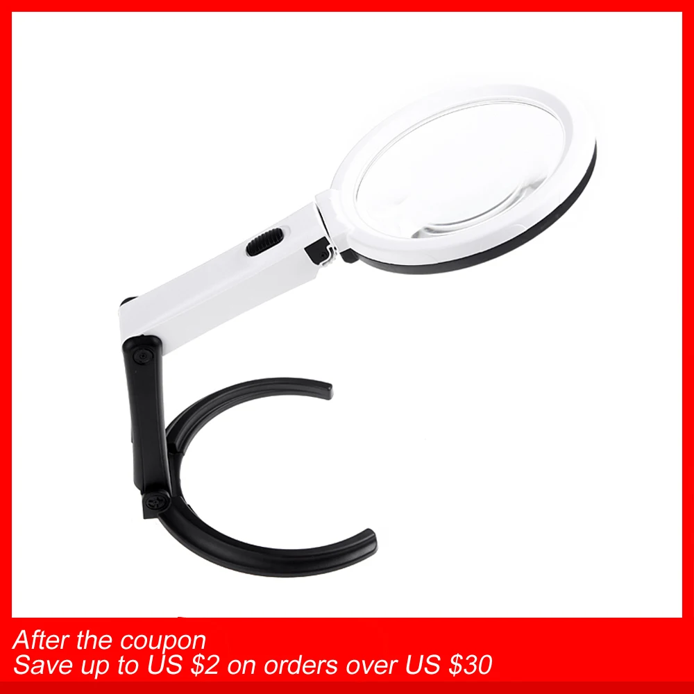 Portable 10 LED Light Magnifier Magnifying Glass with Light Lens Table