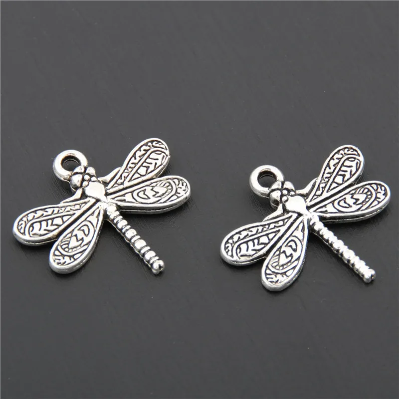10pc Dragonfly Charms Pendants For Jewelry Making Silver Color Diy Handmade A2416 Charms