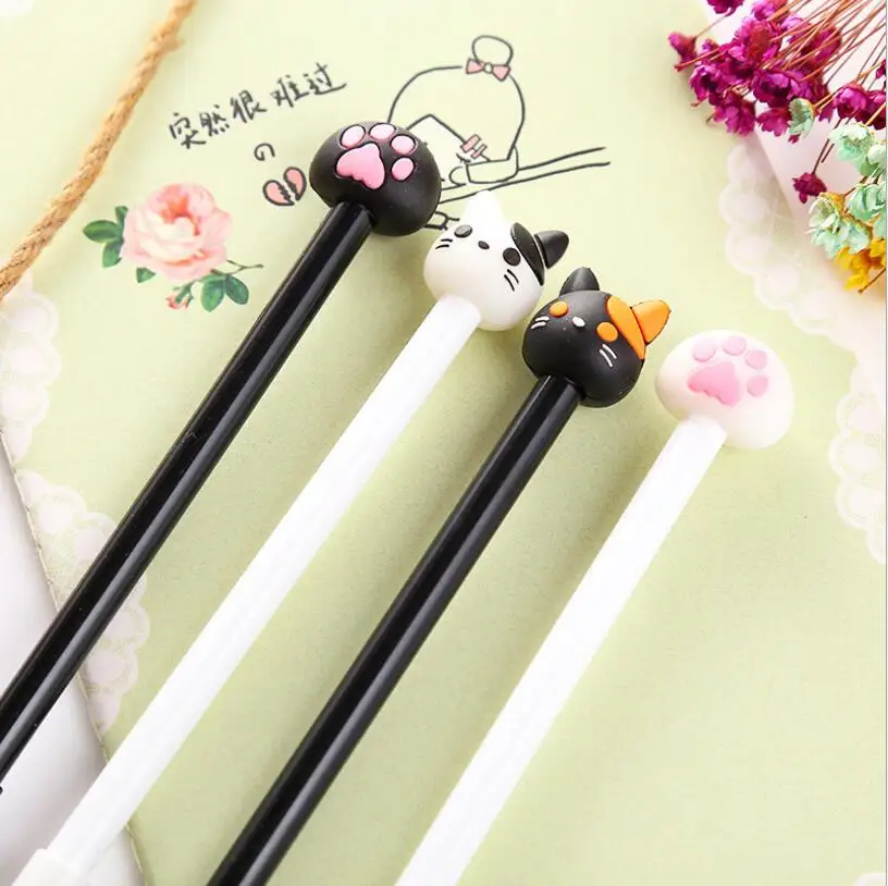 60Pcs/Lot 0.5mm Gel Pen Kawaii Korean Stationery Cat Claw Black Ink Pen Office Material School Supplies Escolar Papelaria Gift