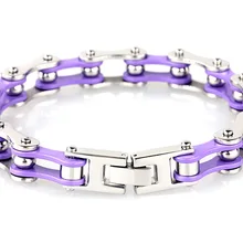 10 мм тяжелый для мужчин и женщин браслет Мотоцикл Серебряный Фиолетовый велосипед из нержавеющей стали Байкерская цепочка браслет на запястье для мужчин женщин ювелирные изделия