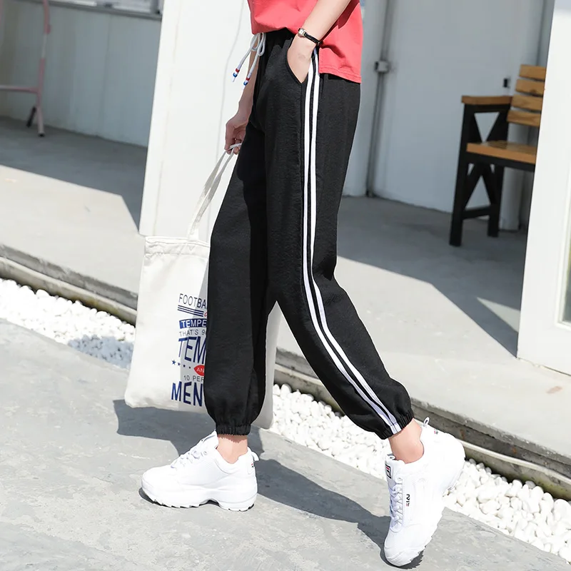 

Women's Pants 2019 Spring and Summer New Large Size Casual Sports Pants Loose Beam Thin Section Nine Pants High Waist Wild B33