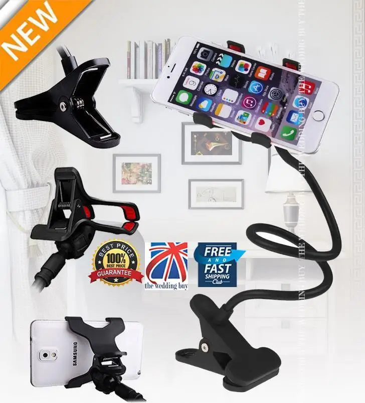 Flexible Long Arms Lazy Stand Clip Holder For Mobile Phone Desktop Bed Car Blackholder for