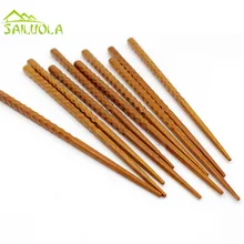 5 пар/лот японском стиле Высший сорт ракушками деревянные палочки для еды без лака воска посуда экологичные ручной работы журнала палочки