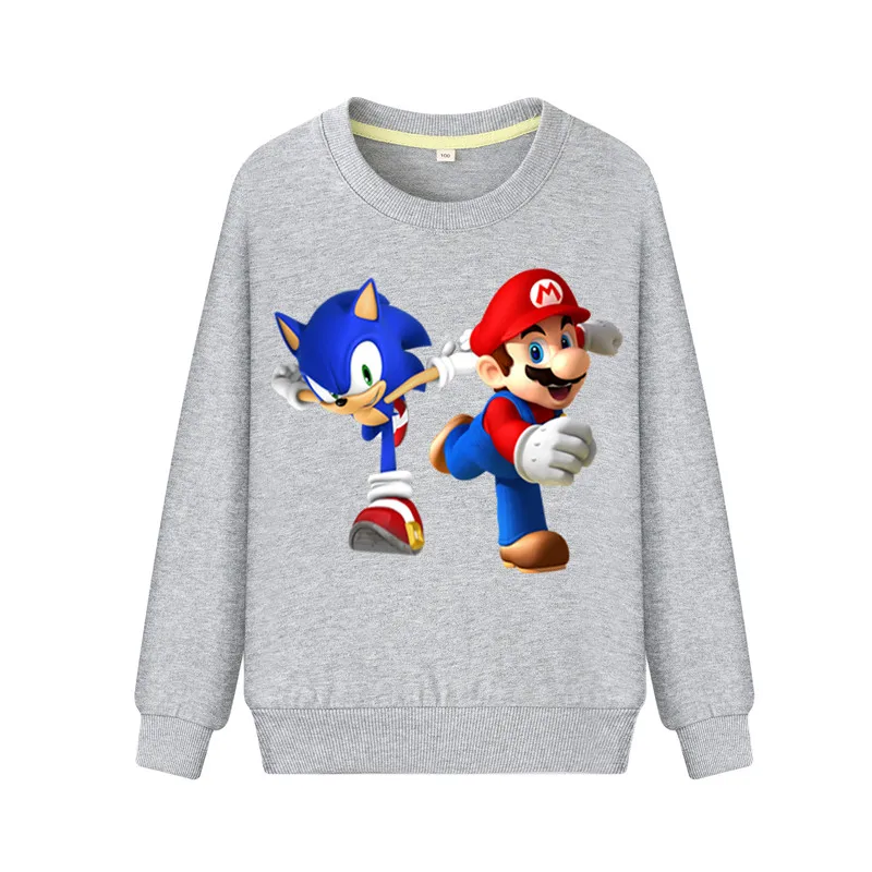 

2019 Children Hoodies Boys O-Neck Long Sleeve Sweatshirts Clothing Girls Hoodie Kids Cartoon Mario Games Spring Tshirts TY074