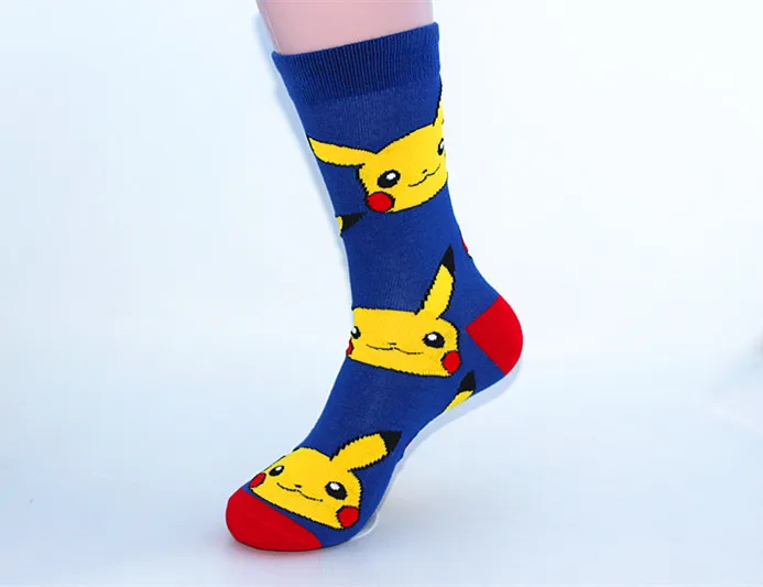 Cartoon comic Pokemon Pokeball socks Captain America Novelty funny comfort red woman cool Sock ankle hip hop skarpetki meskie