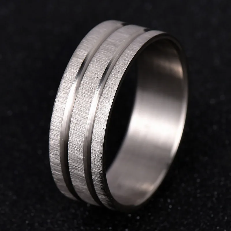 

Stainless Steel Rings For Women Men Three Frosted Lines Trendy Wedding Rings Fashion For Women Party Jewelry Wholesale JN0418