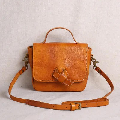 AETOO летняя оригинальная ручная кожаная сумка мини сумка новая сумка через плечо Маленькая квадратная сумка из натуральной кожи - Цвет: brown