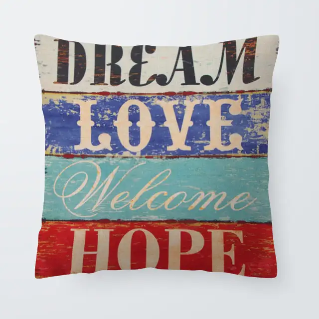 Shabby Chic Coffee Love Cushion Cover Sweet Home Pillows Yellow
