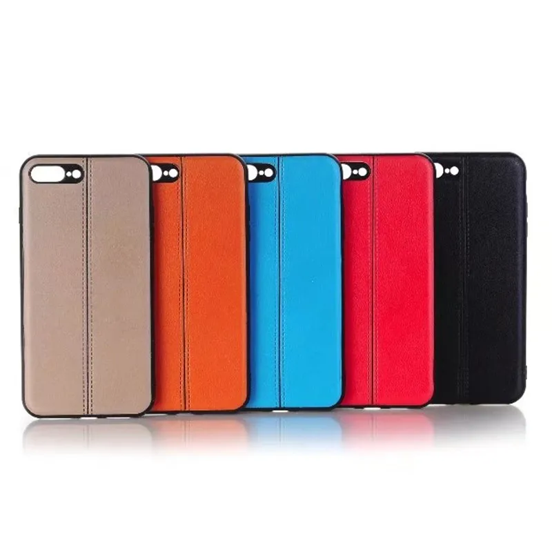 5 warna bisnis PU handphone kasus Untuk Apple iphone X 8 7 6 penuh fit polos garis tengah kasus Untuk iphone 6 s 7 ditambah 8 ditambah penutup