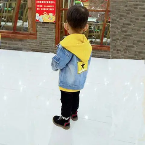 

Boys denim jacket spring and autumn fashion hooded children's foreign children's jacket denim spring baby jacket
