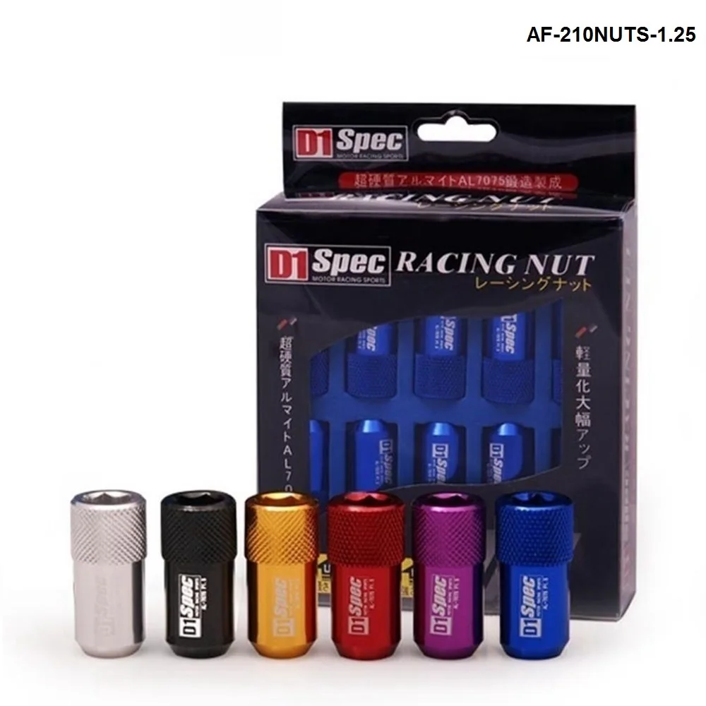 D1 Jdm Light Weight Wheel Racing Lug Nuts P:1.25,L:40mm 20pcs/set (Bule/red/black/golden/silver/purple) AF-210NUTS-1.25