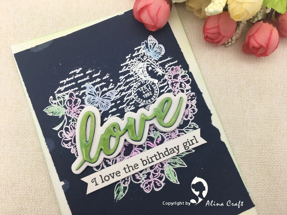 

AlinaCraft METAL CUTTING DIES 2pc word love outline shadow letter Scrapbook paper craft card album emboss punch stencil cutter