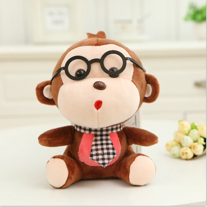 BSTAOFY Dropshipping 20CM Lovely Monkey With Plastic Eyeglasses Stuffed