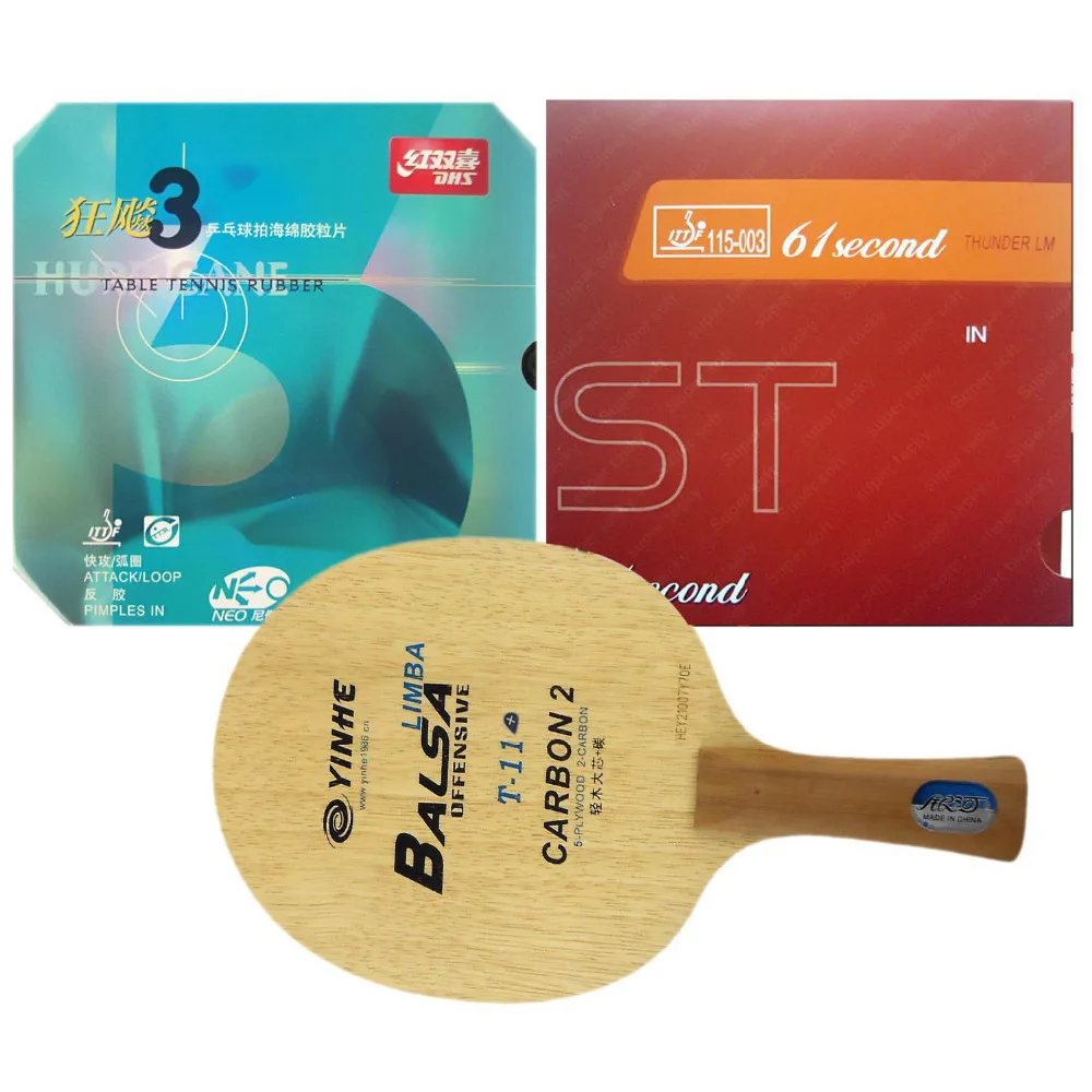 

Galaxy T-11+ Table Tennis Blade With DHS NEO Hurricane3 and 61second LM ST Rubber With Sponge for a Racket Long Shakehand FL