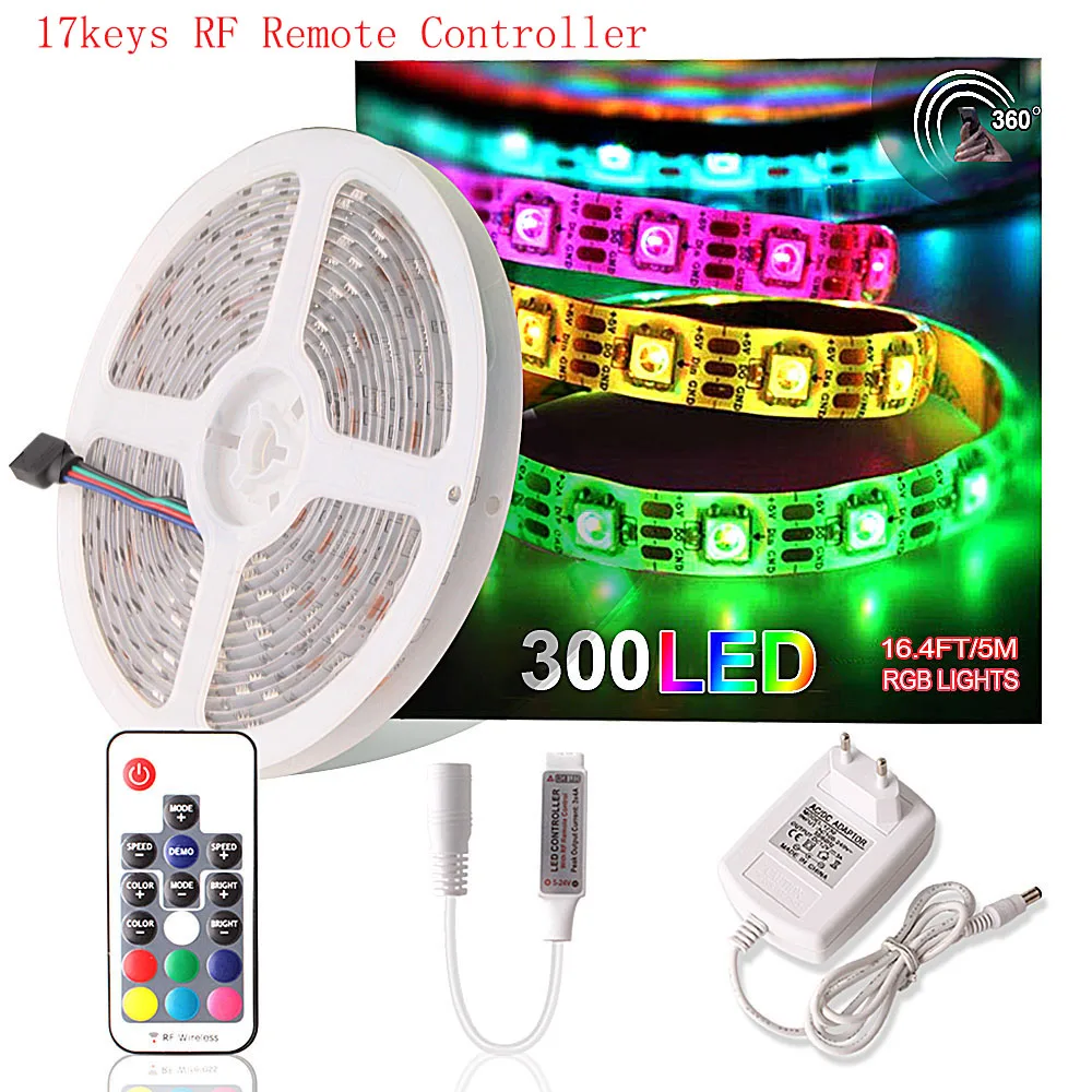 5050 RGB Светодиодные ленты 12V Водонепроницаемый с регулируемой яркостью Гибкая неоновая лампа Fita светодиодный RGB Тира светодиодный WiFi 24 клавиши/Bluetooth/2,4G пульт дистанционного управления в комплекте