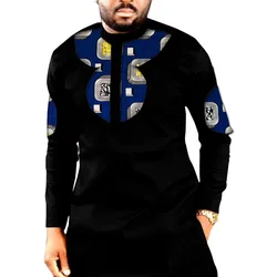 Camisa para Hombre con Estampado Africano, Dashiki, Ankara, Ropa, Estampado de Moda, Camisa Negra, Remiendo, Manga Larga para Hombre Camisa para Hombre con Estampado Africano, Dashiki, Ankara, Ropa, Estampado de Moda, Camisa Negra, Remiendo, Manga Larga para Hombre