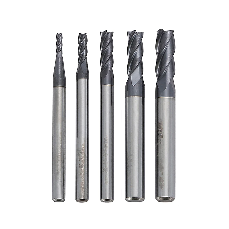 Milling Cutter 2-6mm Tungsten Steel 4 Blades End Mills Cnc Tool 5 Pcs ...