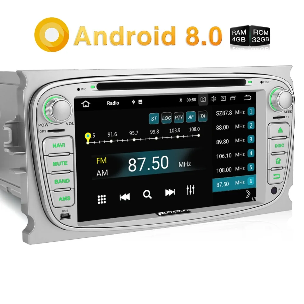 

Pumpkin 2 Din 7'' Qcta-Core 4GB RAM 32G ROM Android 8.0 GPS Navigation For Ford Focus/Mondeo Car Radio Audio Stereo DVD Player