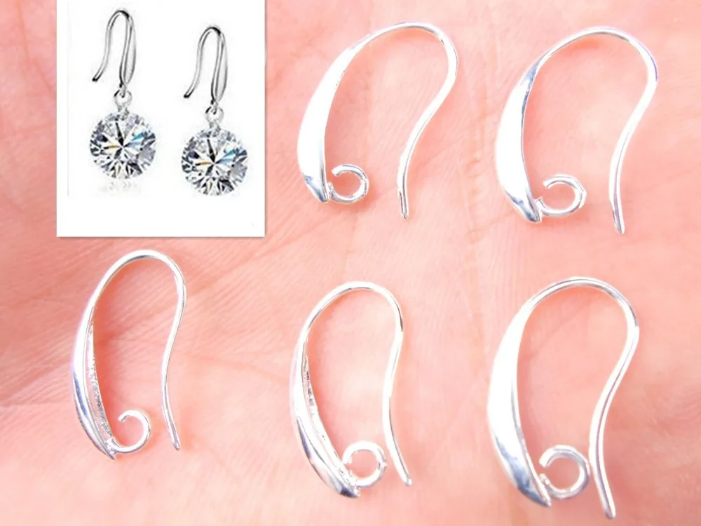 

100PCS Wholesale Lot 925 Silver Color Jewelry Findings 925 Sterling Silver Color Earring Pinch Hooks Earwire For Crystal Pearl