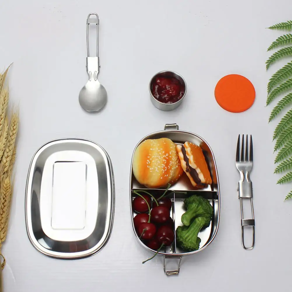 

Adeeing 304 Stainless Steel Square Lunch Box with Buckle Leak-Proof Food Container Bento Box