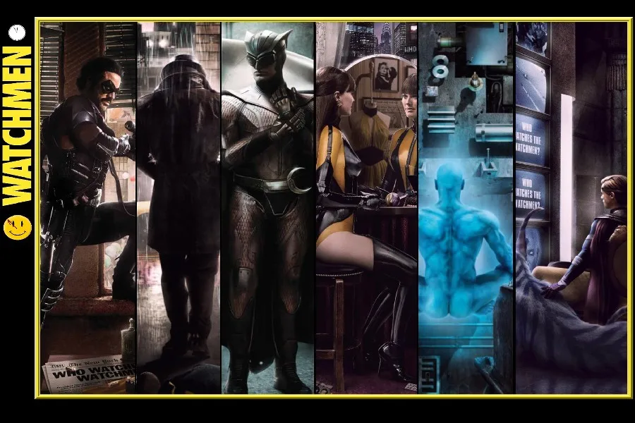 

DIY frame Watchmen ,Silk Spectre ,The Comedian ,Ozymandias Rorschach ,Dr. Manhattan Movie Poster Fabric Silk Posters And Prints