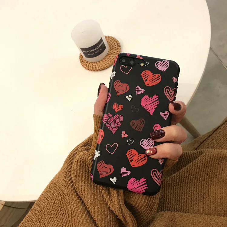 

For iphone 6 S 6S 6Plus 7 7Plus 8Plus 8 Plus X Phone Case Coque For iphone 7 Graffiti Love Heart Shape Funda Cover Silicone Case
