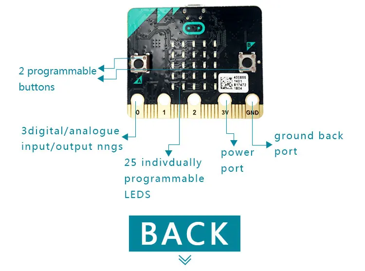 BBC micro: бит nRF51822 KL26Z Bluetooth 16kB Оперативная память 256kB флэш-Cortex-M0 карманный компьютер для детей начинающих изучать python JS