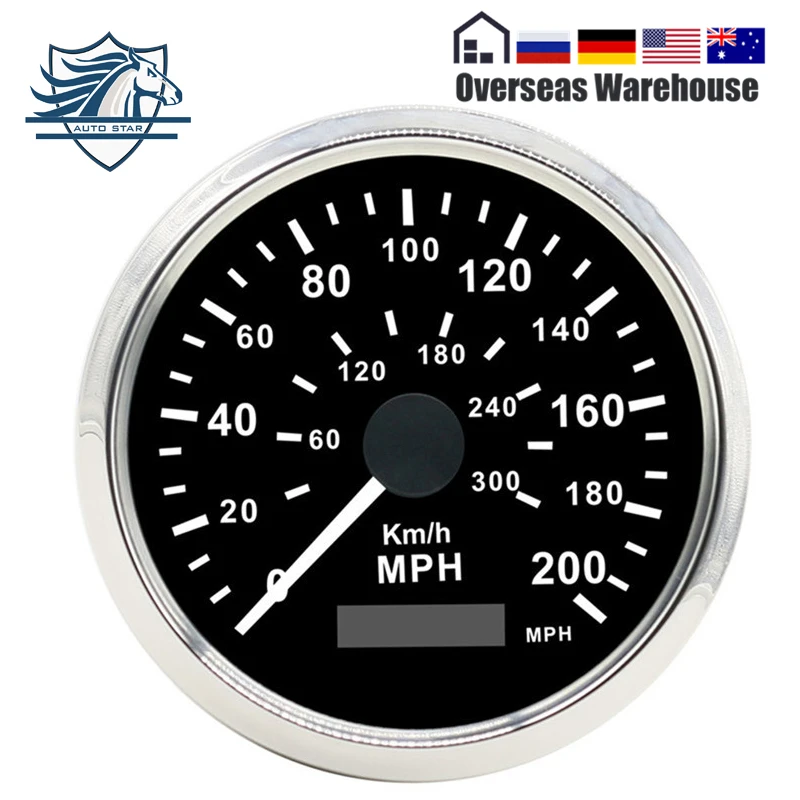 

Universal 85mm Car Truck GPS Speedometer 200MPH 300KMH Stainless Steel bezel Waterproof Digital Gauges