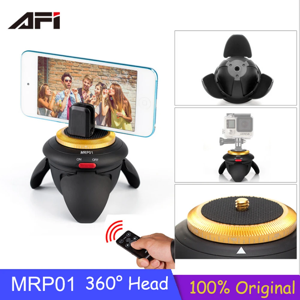 

Original 360 Heads AFI MRP01 Mini Electric Panorama Rotation Time Lapse Tripod Head for GoPro Camera for Selfie Stick Smartphone