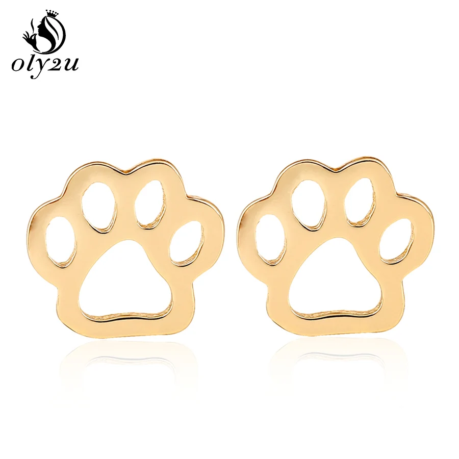 Animal Pet Paw Print Earrings Punk jewelry studs dog gifts boucle d'oreille femme 2017