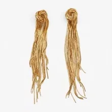 Бренд Rongho, винтажные серьги-гвоздики с металлической цепью в виде змеи и кисточкой, Подвеска для женщин, ювелирные изделия в стиле панк, Золотые серьги, модные серьги brincos