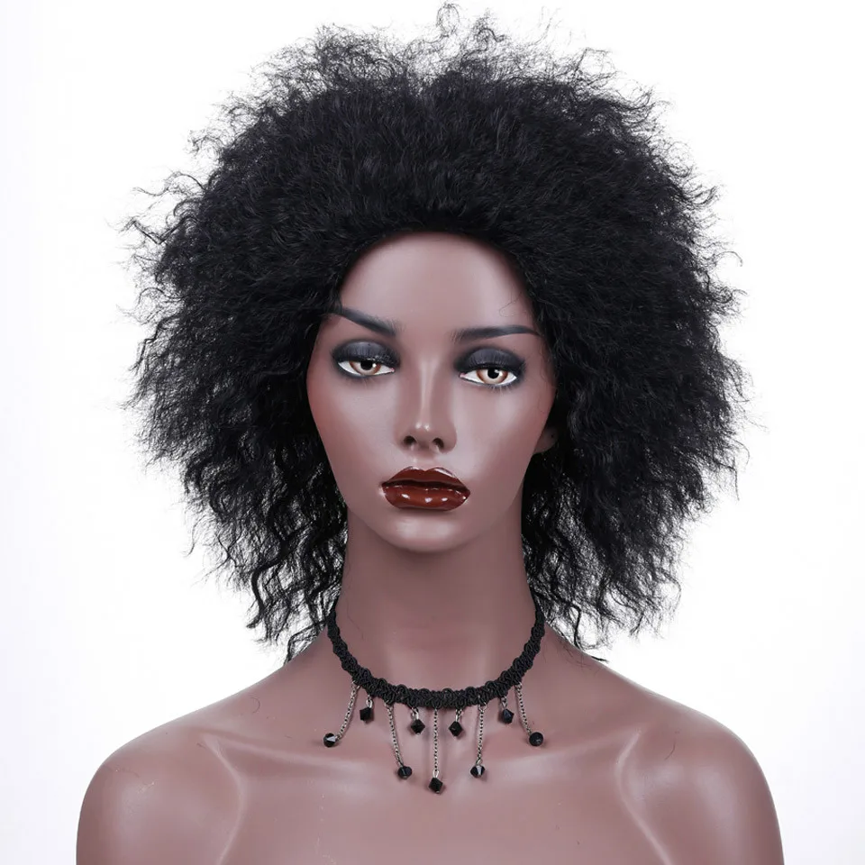 AOSI WIG Afro Kinky Curly Short Wigs 100 Heat Resistant Fiber