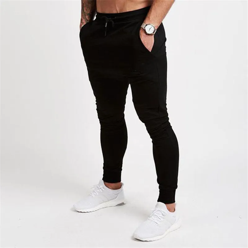 2019 رجل ركض سراويل تقليدية اللياقة البدنية الرجال الرياضية رياضية القيعان نحيل Sweatpants بنطلون أسود صالات رياضية عداء ببطء السراويل الترنك