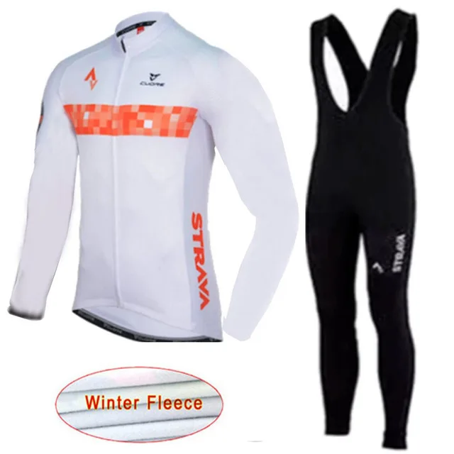 Strava Велосипеды Джерси pro Команда Зимний термо флисовый комплект одежды с длинными рукавами Ropa Ciclismo Hombre invierno велосипед одежда - Цвет: 5