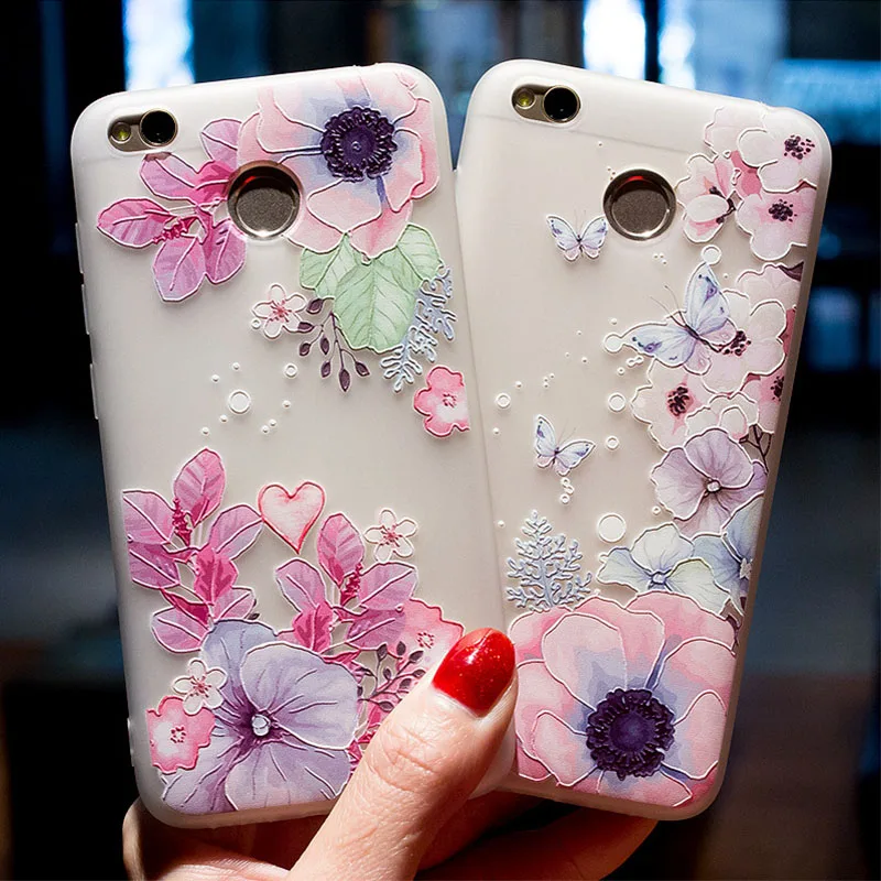 

Lovely Flowers 3D Relief TPU Case For Xiaomi Redmi Note 3 Note 4 4X Redmi 4X 4A Redmi Note 5A 5A Prime Mi A1 Silicone Soft Cover