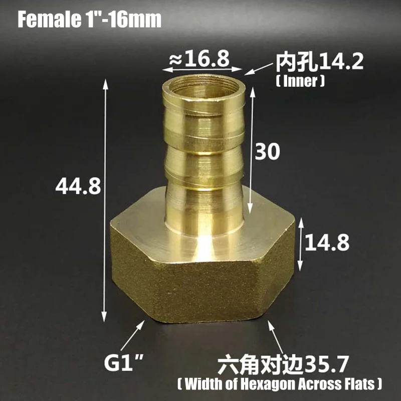 1 шт. 3/" 1" гнездовой резьбовой Соединитель 8~ 32 мм латунные соединители пагода для полива шланга фитинги для газовых труб адаптер медные соединения - Цвет: 1Inch Female-16mm