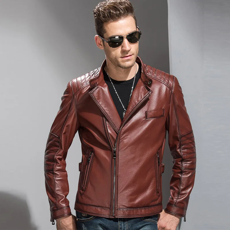 Men's 100% Genuine Leather Jacket Casual Jacket Brown Color Luxury ...