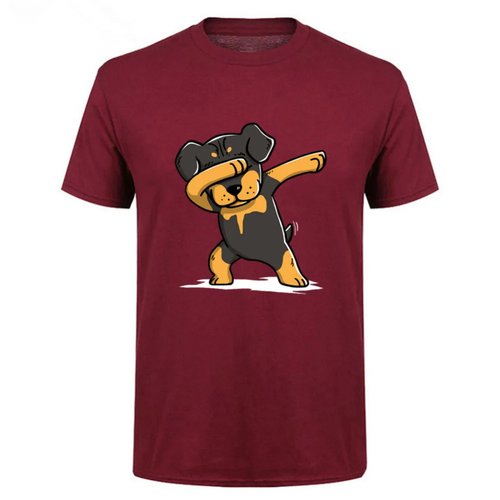 Забавные футболки Rottweiler Dabbing Мужская одежда для взрослых удивительные с круглым