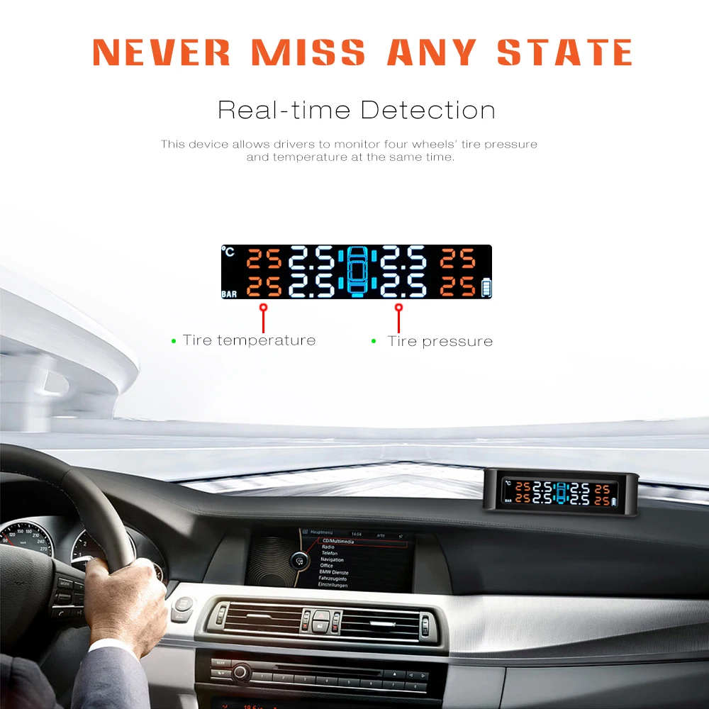ZEEPIN TPMS C220 автомобильный монитор давления в шинах Система Солнечной Системы TPMS с 4 внешними/внутренними датчик давления для шин