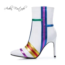 Arden Furtado/ г. Новые весенне-зимние модные ботинки, женские туфли на высоком каблуке 10 см, белые ботинки на молнии, размер 33, 40, 41