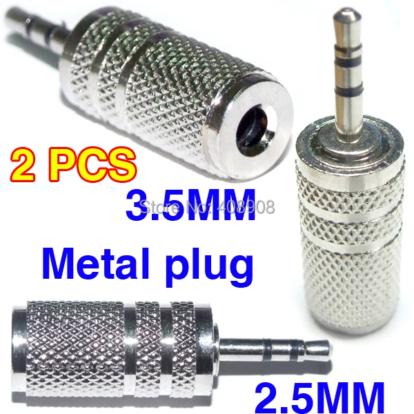 Metal 2 5 to 3 5MM PLUG jack FOR Headphone MP3 MP4