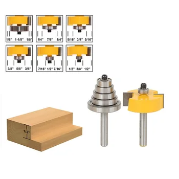 

1PCS 1/2 Shank Rabbet Router Bit with 6 Bearings Set Woodworking cutter Tool