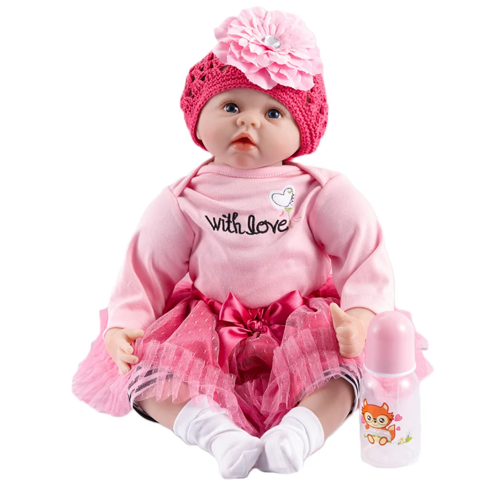 55cm Soft Silicone Cloth Body Doll Reborn Baby 22" Toy For Girls