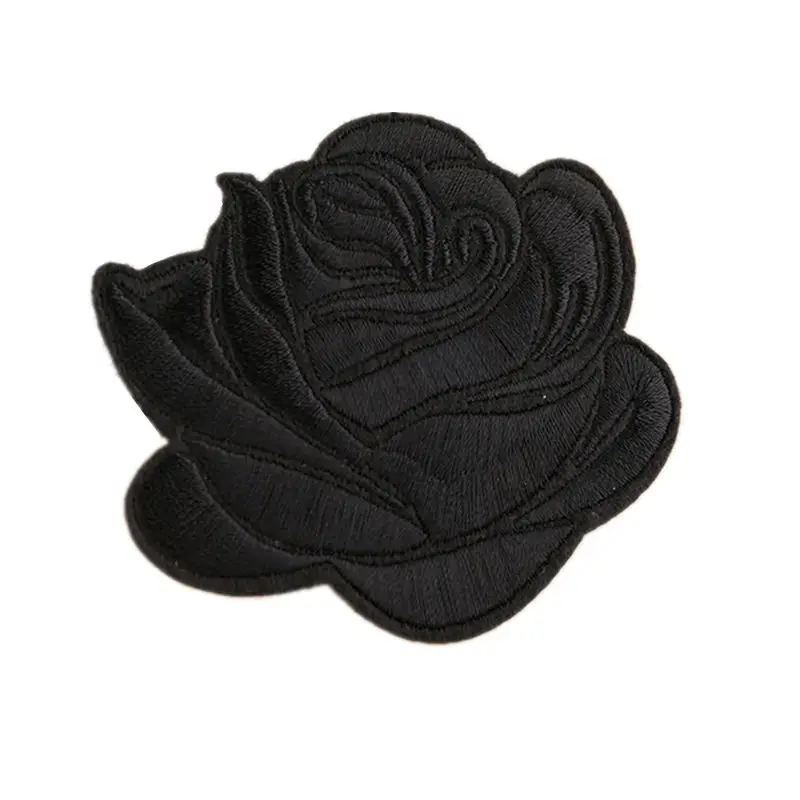 Вышивка для аппликации, шитья железа на цветке Черная роза эмблемы с вышивкой для заклепки для джинсов шляпа футболка DIY Аппликации Ремесло украшения
