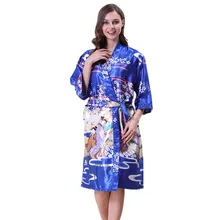 Женское шелковое элегантное женское платье Плюс халат размера до колена соблазнительное кимоно халат ночной халат Свадебный халат домашняя одежда для отдыха
