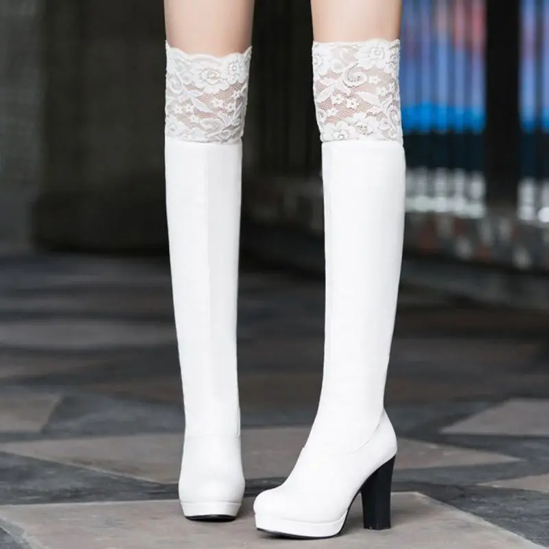 QPLYXCO/ г. Новые очень большие размеры 34-50, осенне-зимние высокие сапоги модная обувь женские сапоги выше колена на высоком каблуке 3338