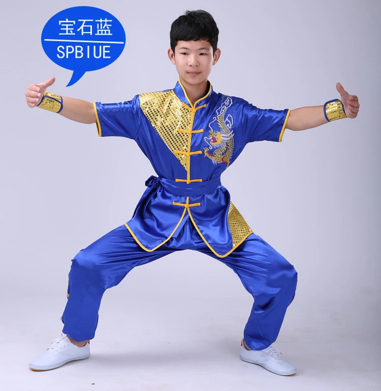 Детская одежда для боевых искусств; тренировочная одежда с короткими рукавами для детей и взрослых; одежда для выступлений в тайцзи