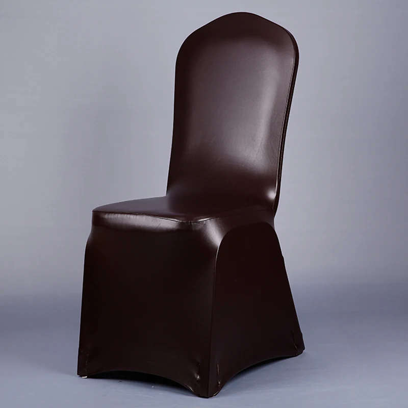 Deep Brown Leather PU Chair Covers Elastic Fashion Chair Seat Covers